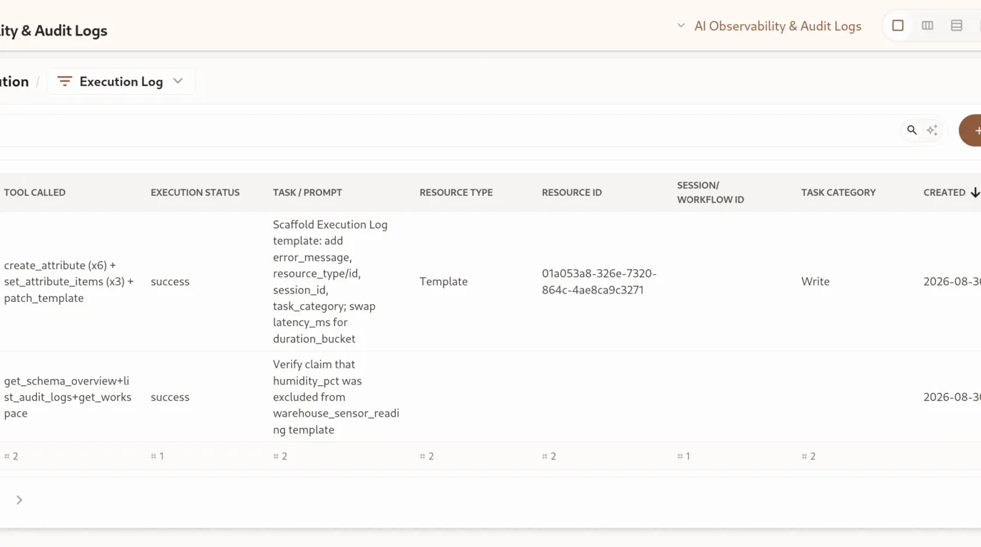 UI. AI Agent Execution Log in Omnismith Workspace