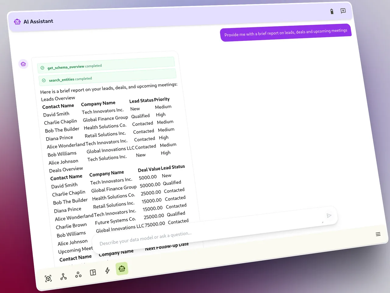 AI assistant chat interface